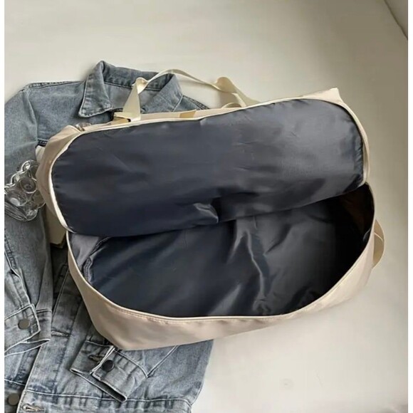 Sage Green and Pink Large Travel Duffel Bag w/ Adjustable strap Shoe Compartment - Picture 4 of 5